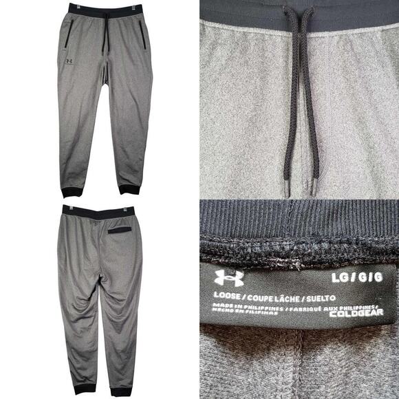 Under Armour UA Sweatpants Joggers Men's Size Large L Gray Loose Coldgear - Picture 1 of 10